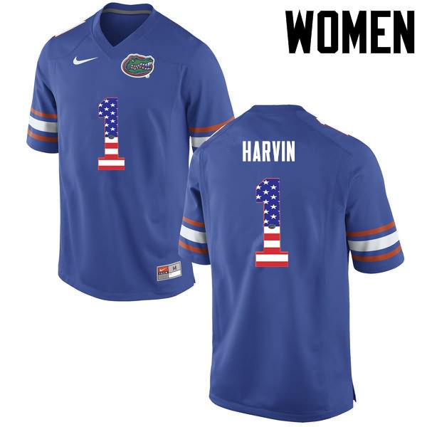 NCAA Florida Gators Percy Harvin Women's #1 USA Flag Fashion Nike Blue Stitched Authentic College Football Jersey UVB7164XZ